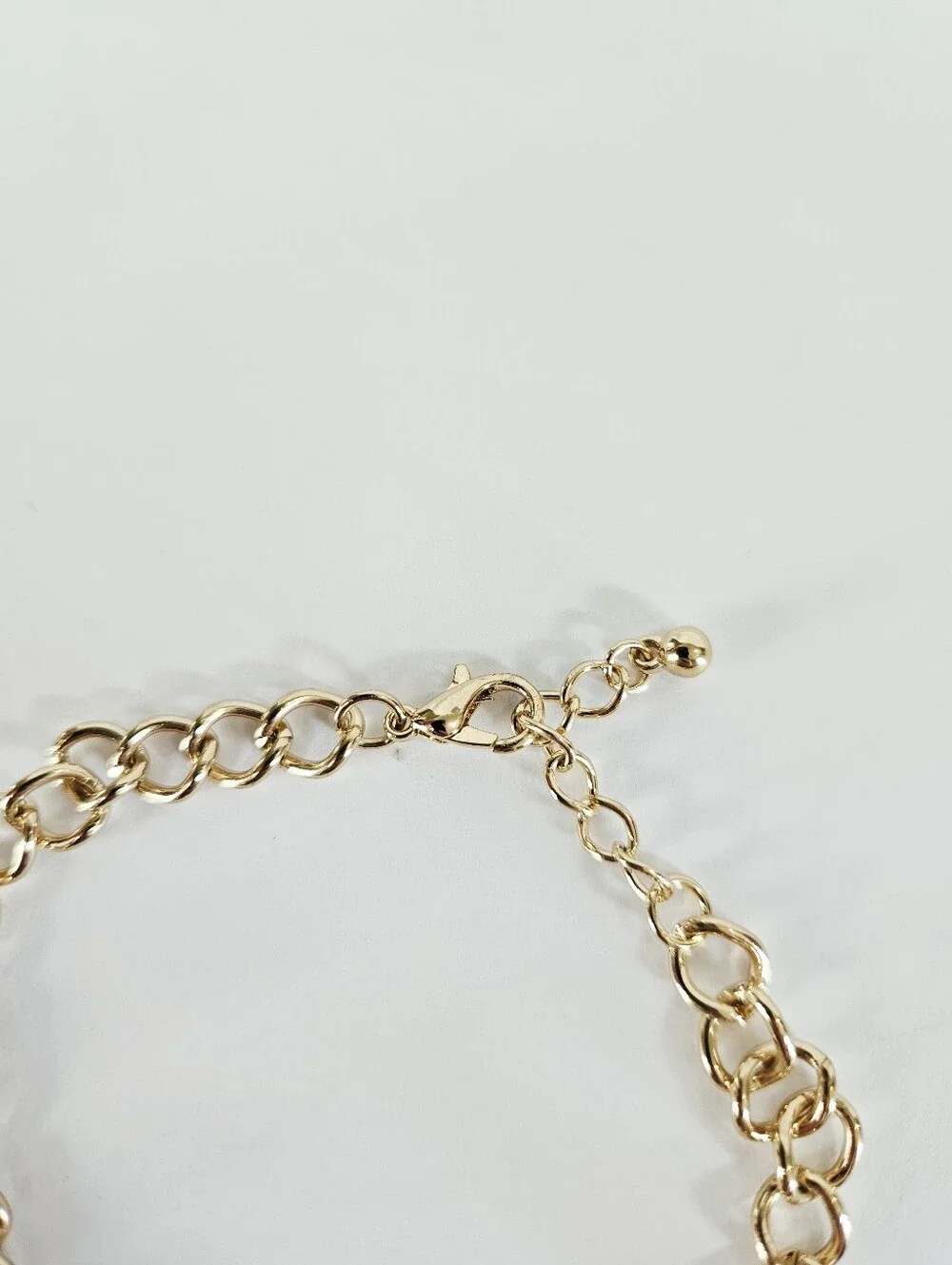American USA Patriotic Stars Enamel Beaded Gold Tone Chain Chunky Charm Bracelet